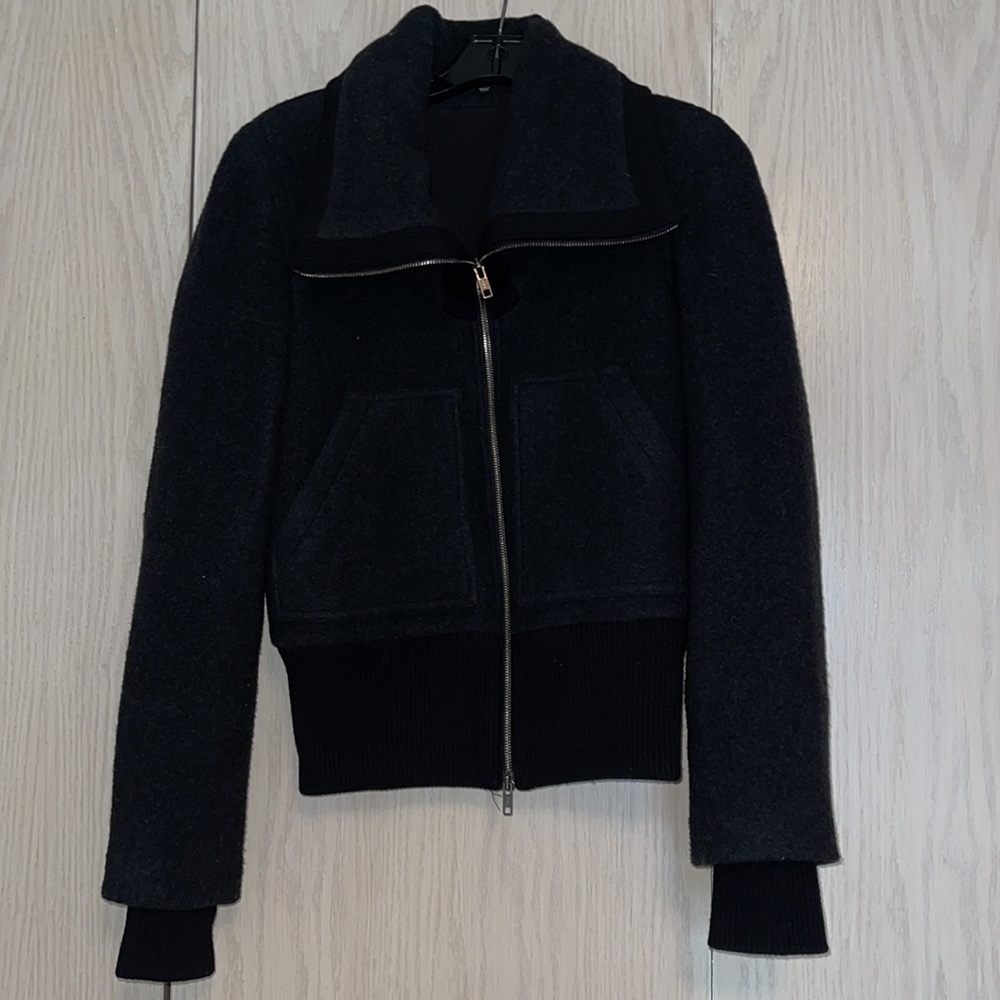 Theory Charcoal Gray Bomber Jacket
